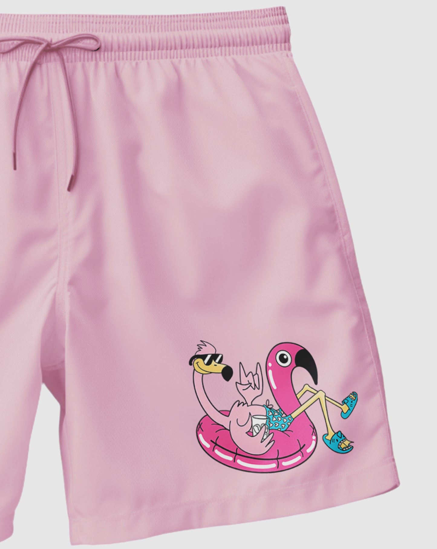 Bañador tipo boxer para hombre en color rosa y logo flamenco