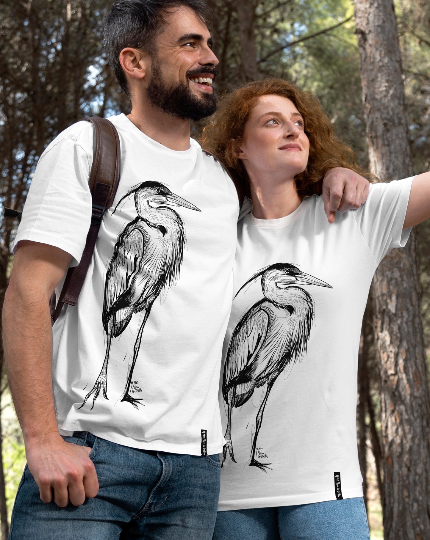 Camiseta manga corta unisex en color blanco y estampado Garza Real