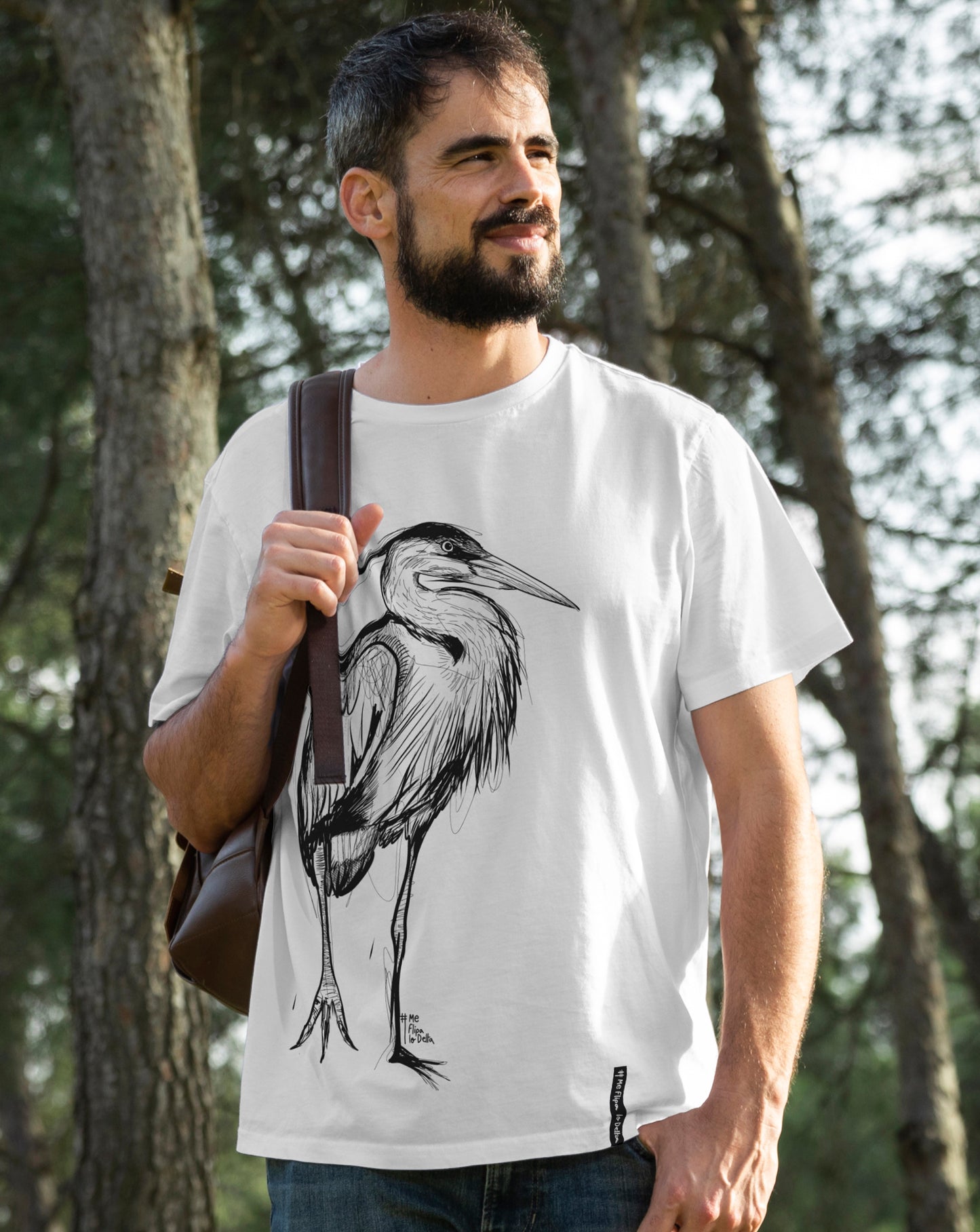 Camiseta manga corta unisex en color blanco y estampado Garza Real