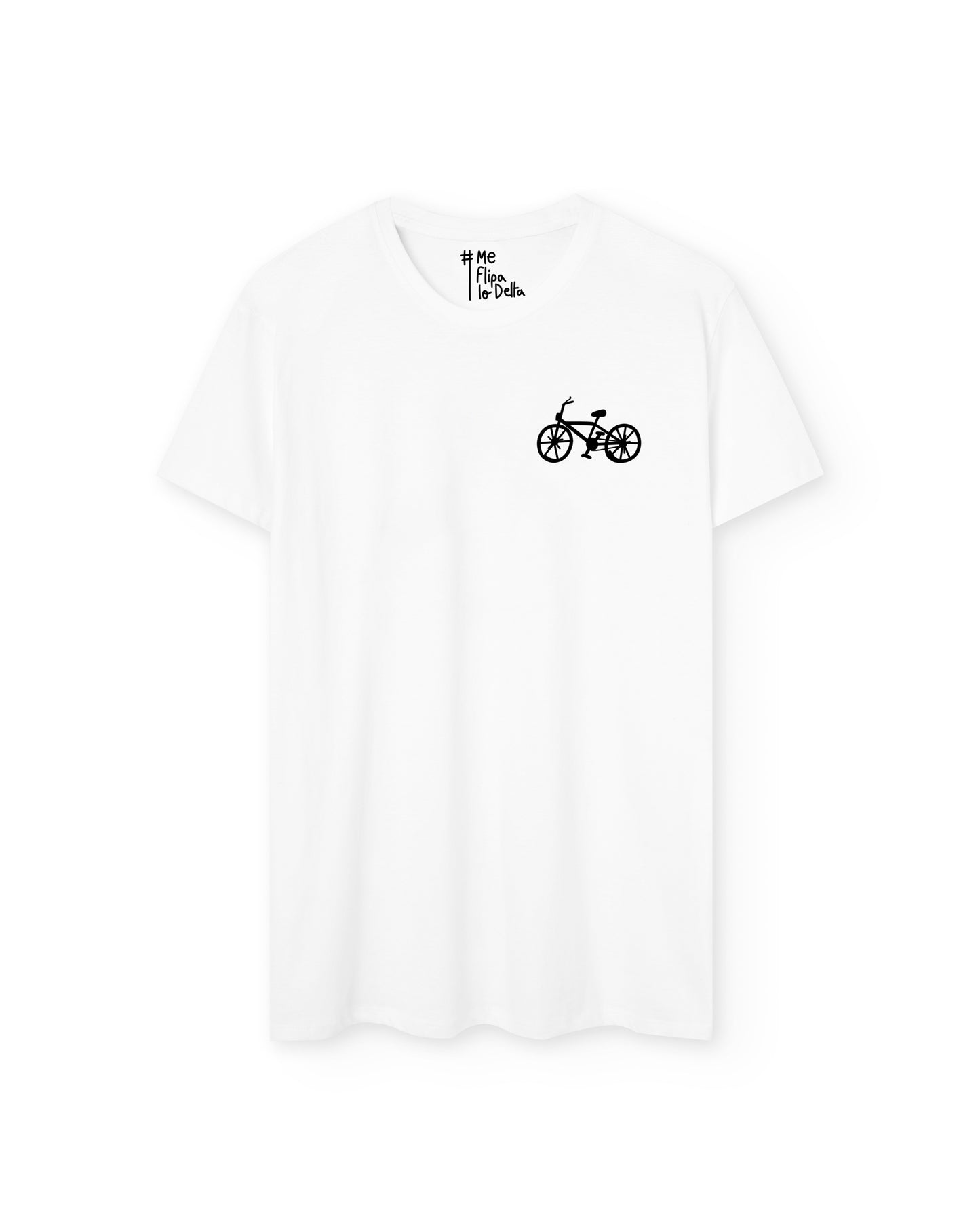 White Short Sleeve T-shirt with Bicycle Design