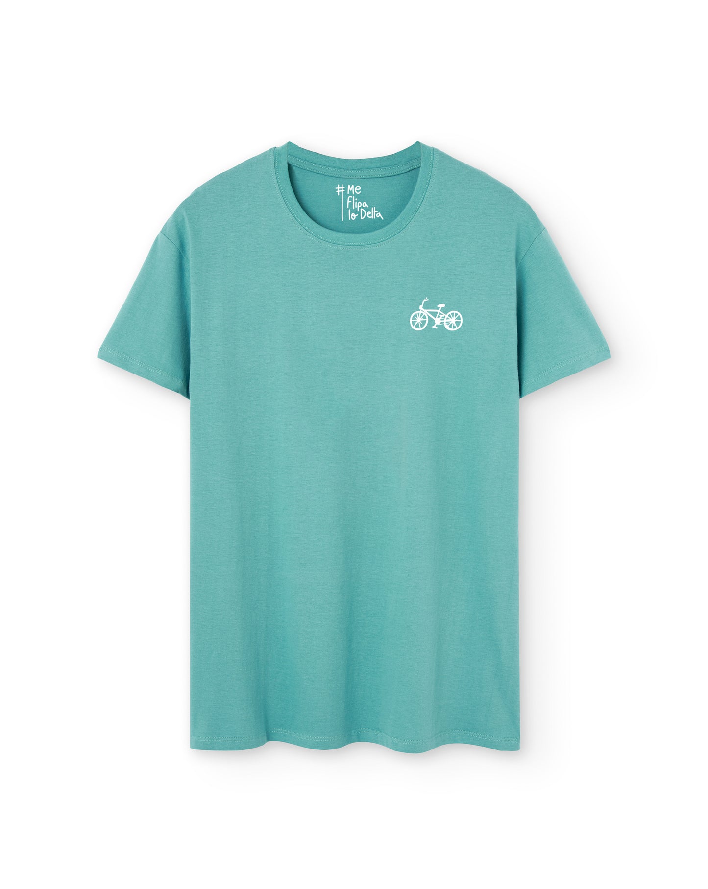 Camiseta Verde Agua Manga Corta con Diseño de Bicicleta