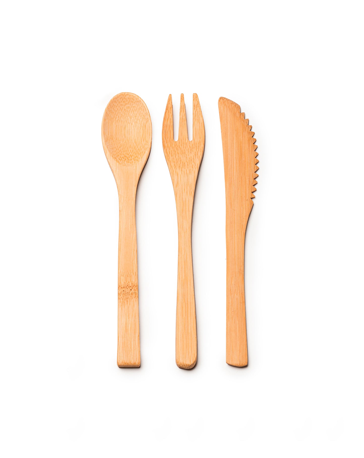 Set de coberts ecològics bambú de color natural amb funda de cotó