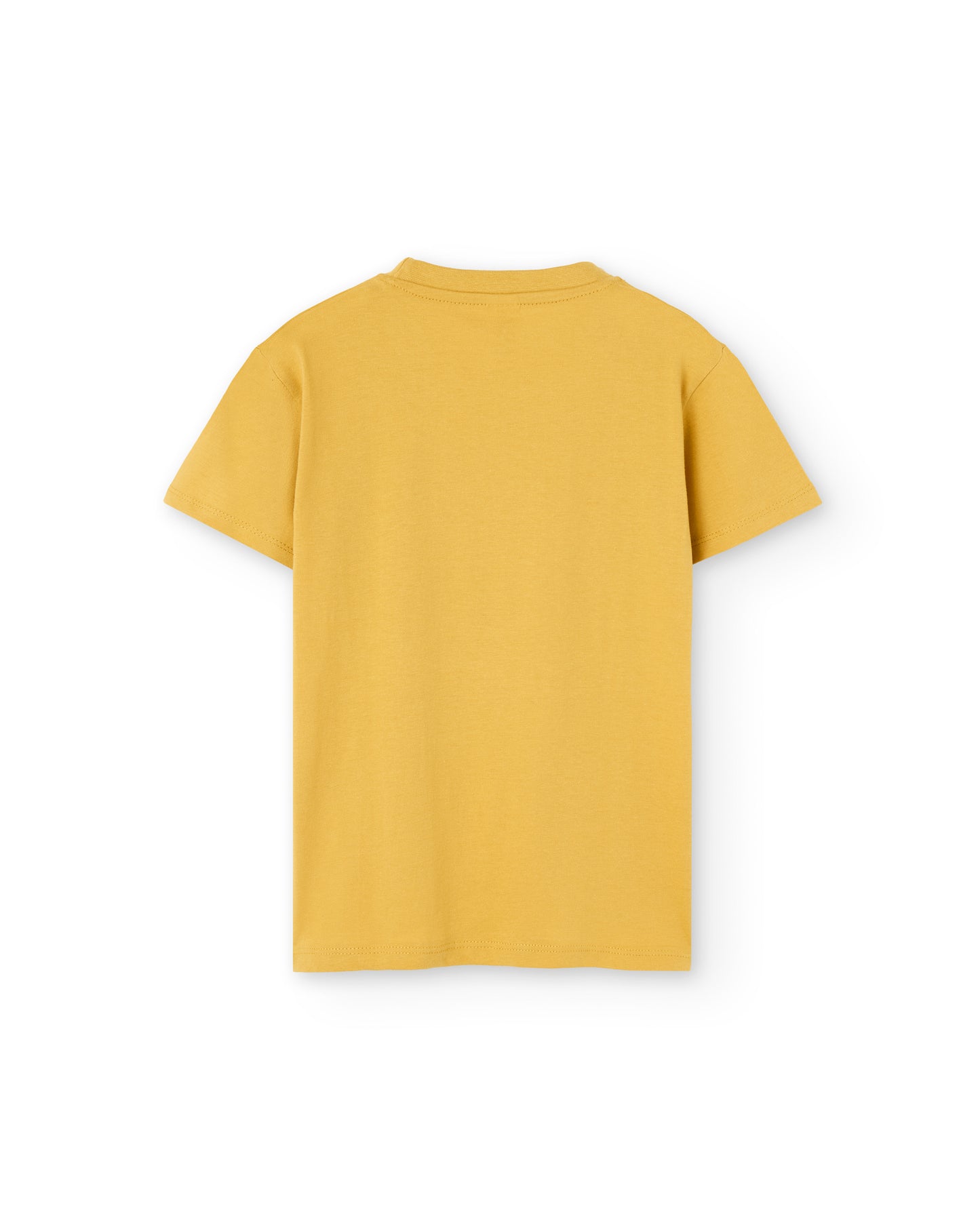 Camiseta manga corta infantil de niño y niña corta en mostaza y estampado salto animales delta