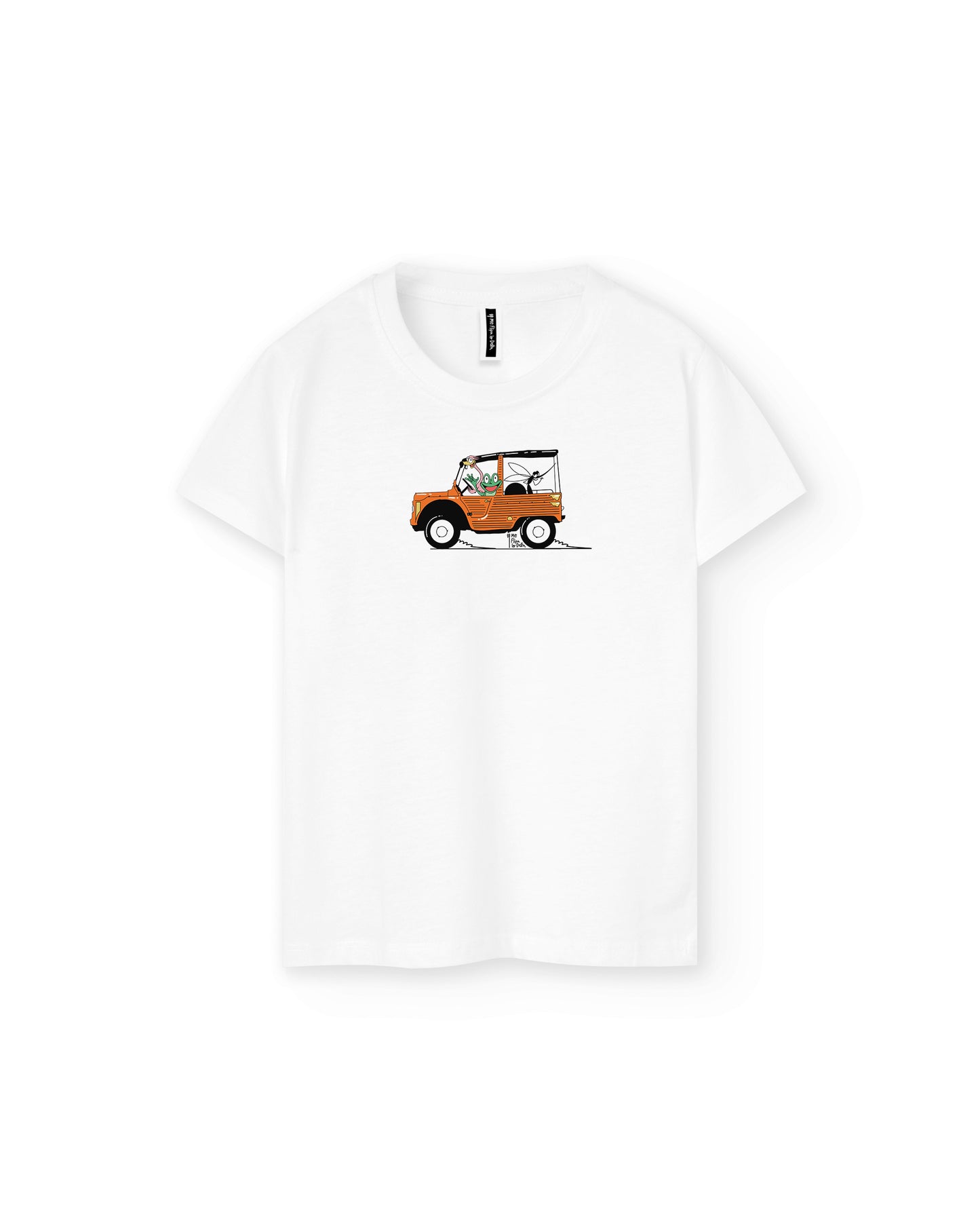 Camiseta manga corta infantil de niño y niña en blanco y estampado citroen mehari
