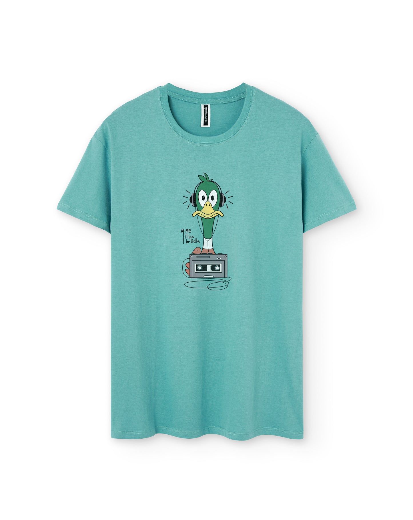 Camiseta manga corta unisex en verde agua y estampado Pato DJ