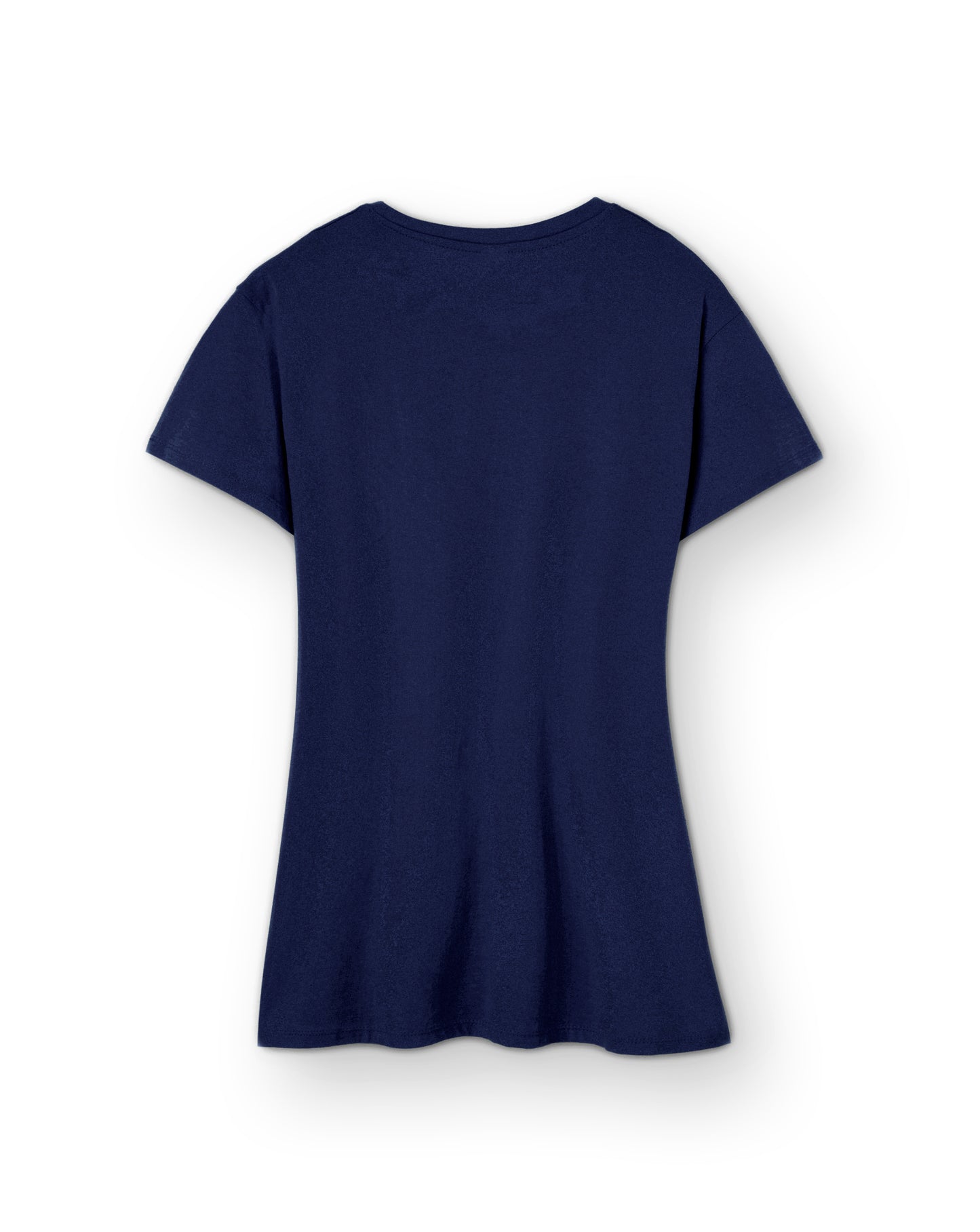 Camiseta manga corta entallada para mujer en azul marino cuello redondo y estampado pop art