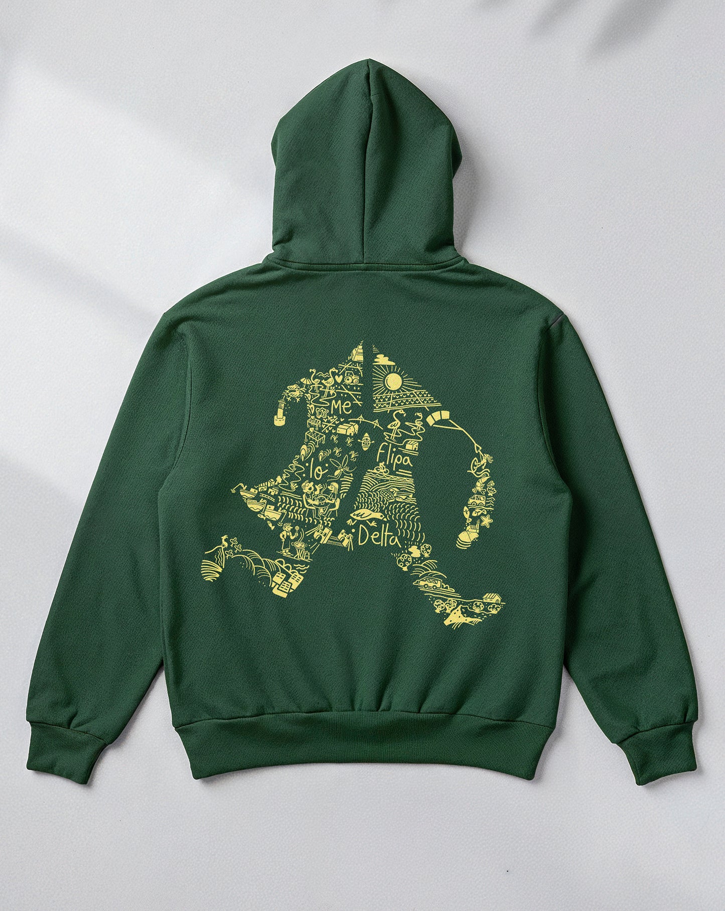 Sudadera de hombre con capucha color verde y estampado MeFlipaloDelta