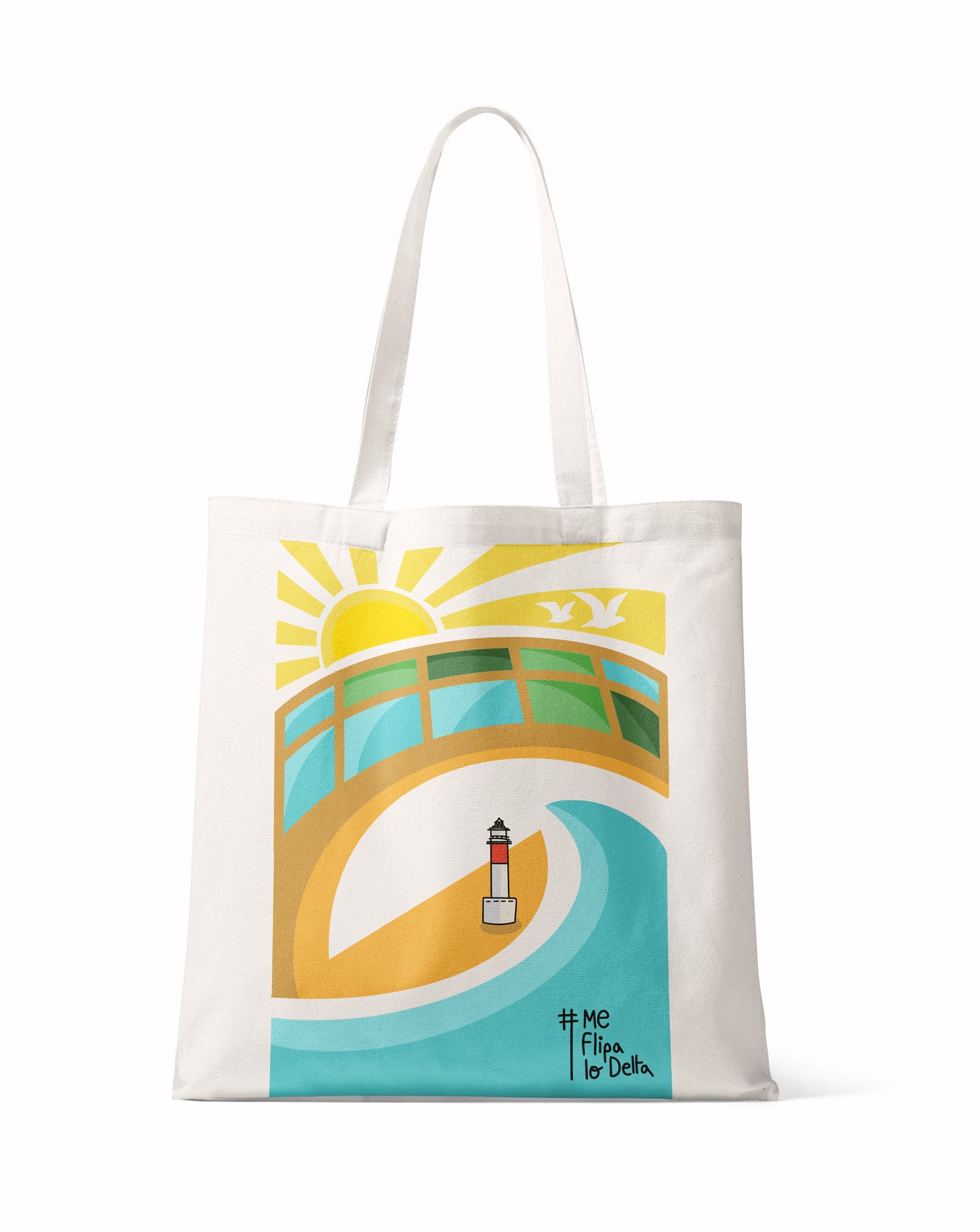 Bolsa Totebag de Algodón en Color Crudo con Estampado Colorido