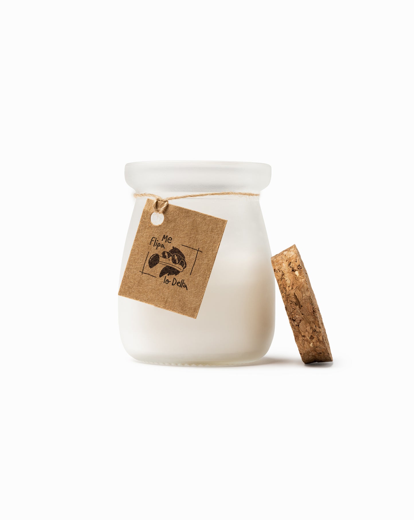 Vela aromática en tarro de vidrio esmerilado con tapa de corcho