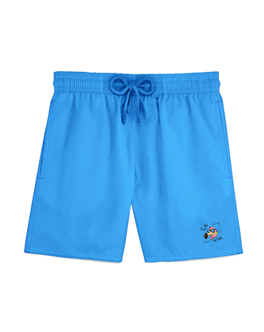 Bañador tipo boxer para hombre en colo azul claro y logo bordado