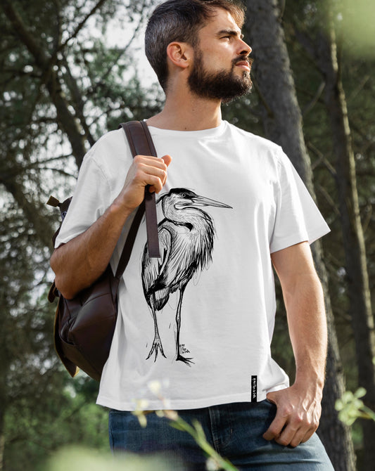 Camiseta manga corta unisex en color blanco y estampado Garza Real