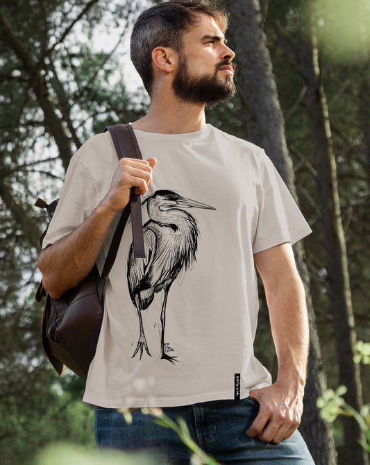 Camiseta manga corta unisex en color blanco vintage y estampado Garza Real