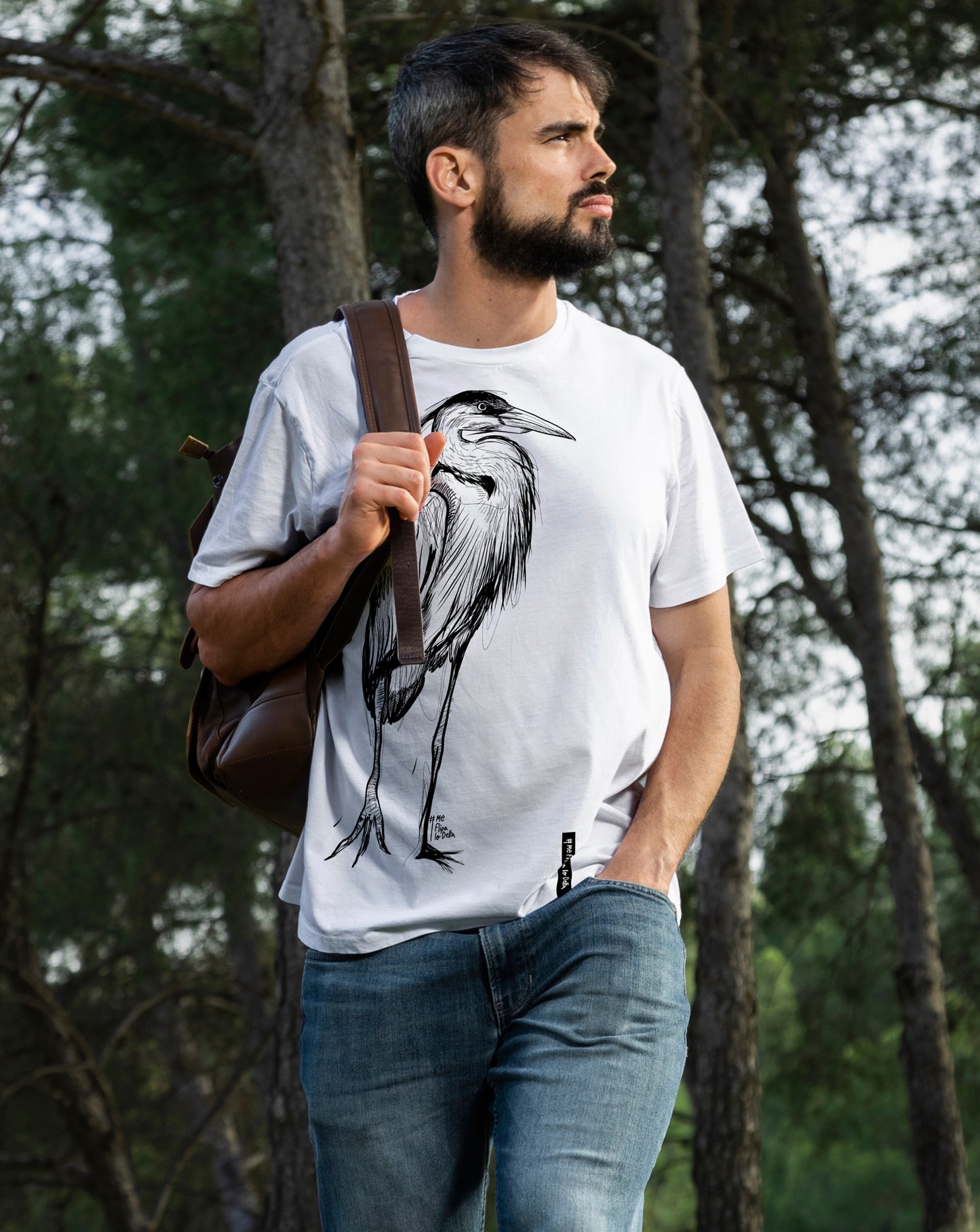 Camiseta manga corta unisex en color blanco y estampado Garza Real