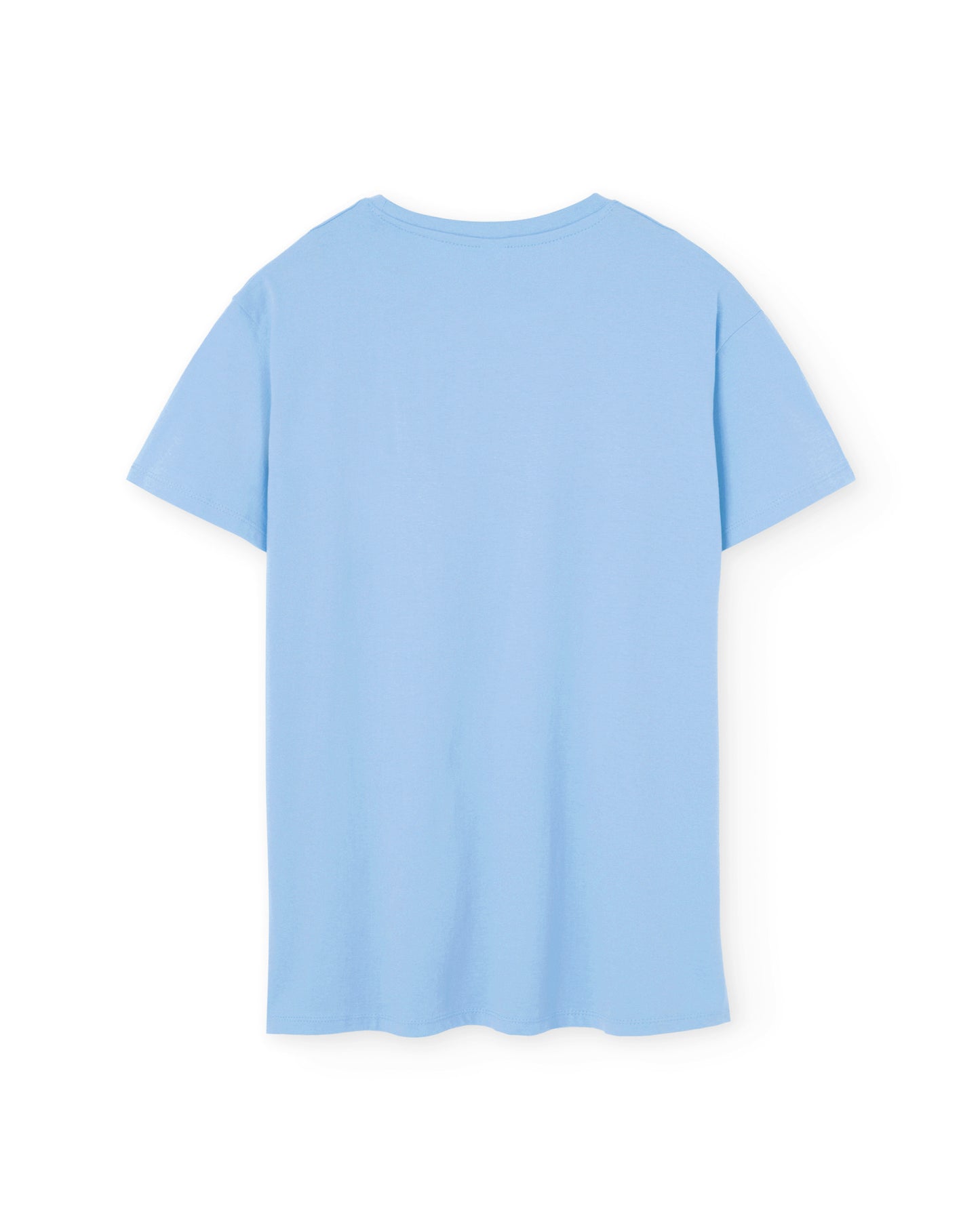 Camiseta manga corta unisex en azul celeste y anguila perchando