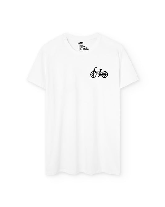 Camiseta Blanca Manga Corta con Diseño de Bicicleta
