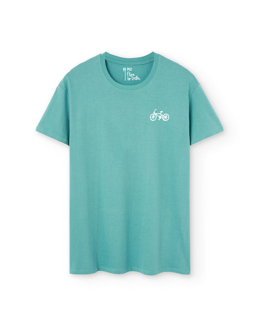 Camiseta Verde Agua Manga Corta con Diseño de Bicicleta