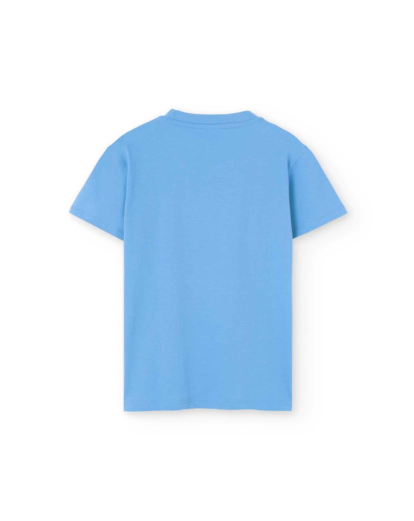 Unisex short-sleeved children's t-shirt for boys and girls in mustard and mosquito print taking selfie