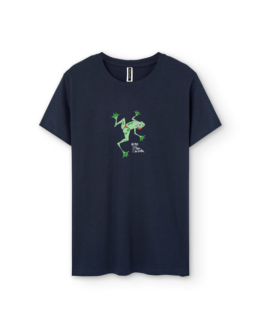 Unisex short-sleeved t-shirt in navy blue and blue crab print