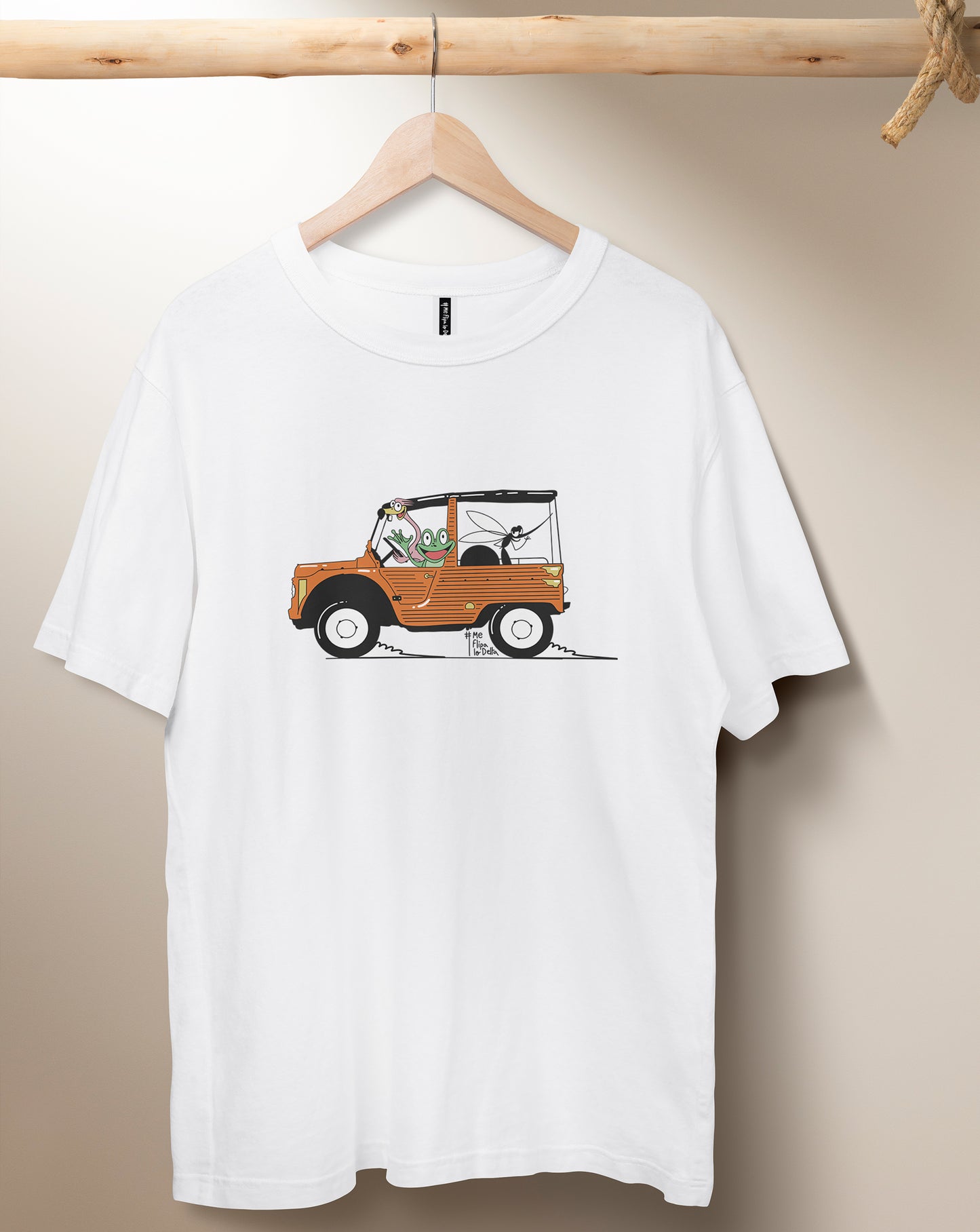 Camiseta manga corta unisex en blanco y estampado citroen mehari