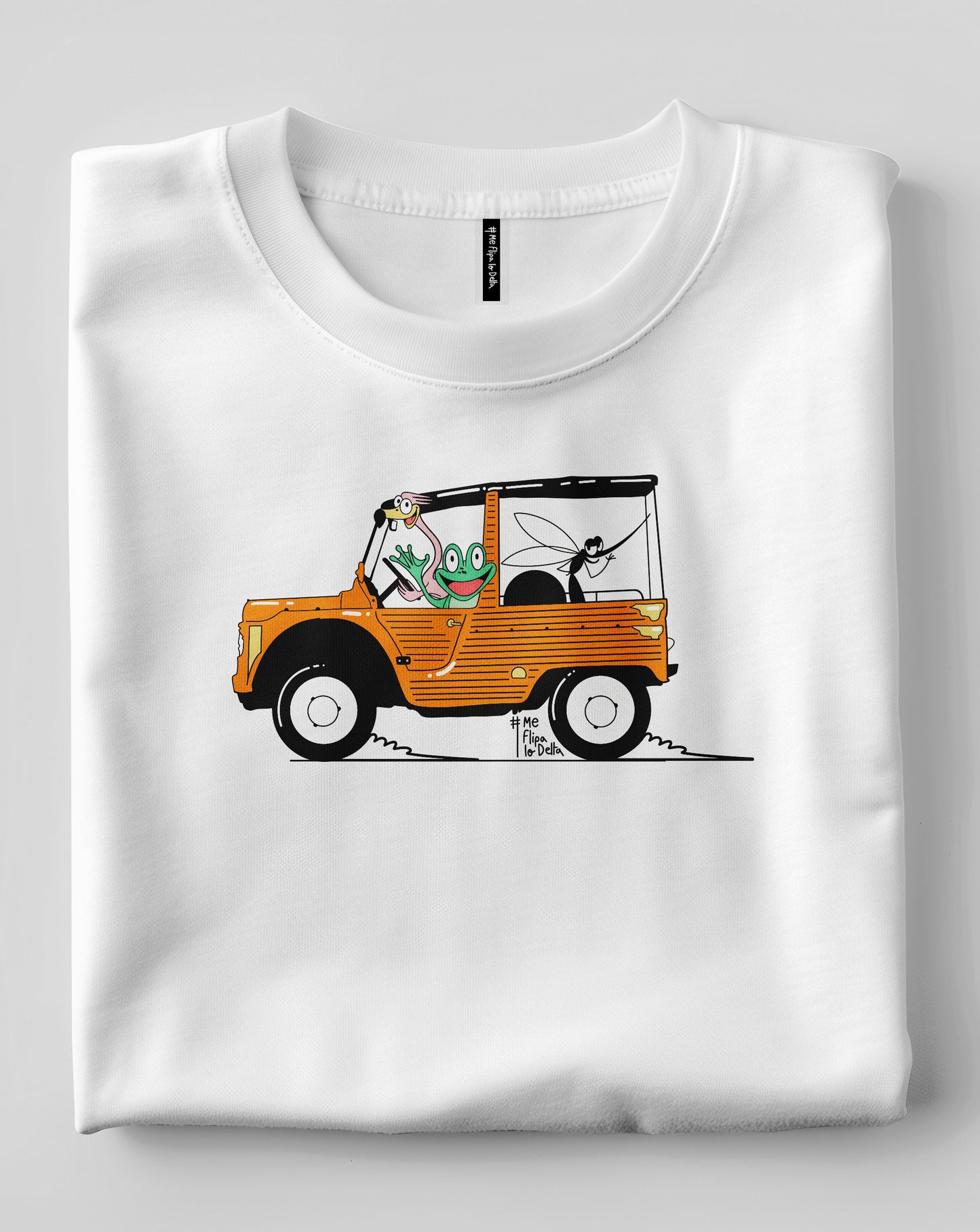 Camiseta manga corta unisex en blanco y estampado citroen mehari