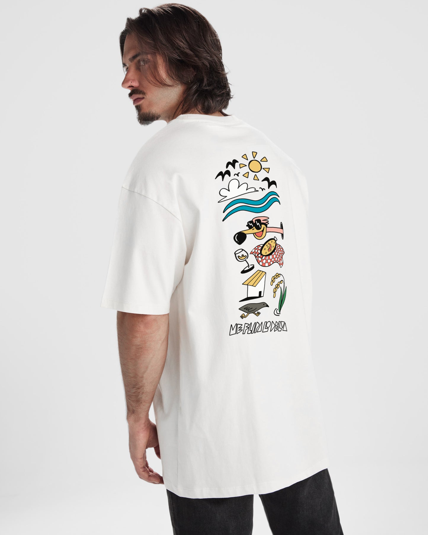 Camiseta blanca (oversize) "Tótem Deltaico" – MeFlipaLoDelta