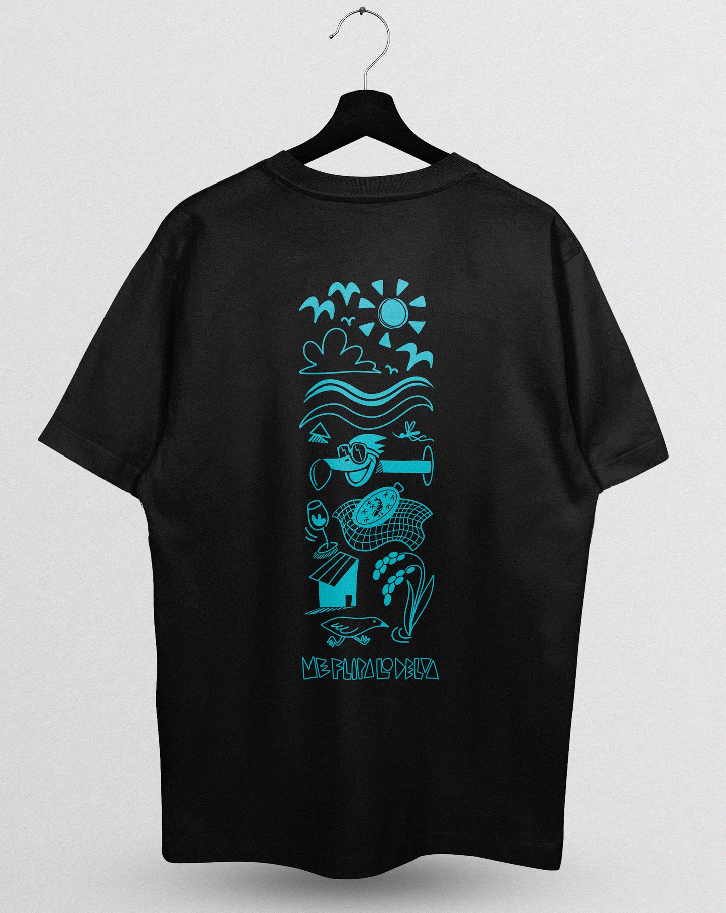Camiseta negra (oversize) "Tótem Deltaico" – MeFlipaLoDelta