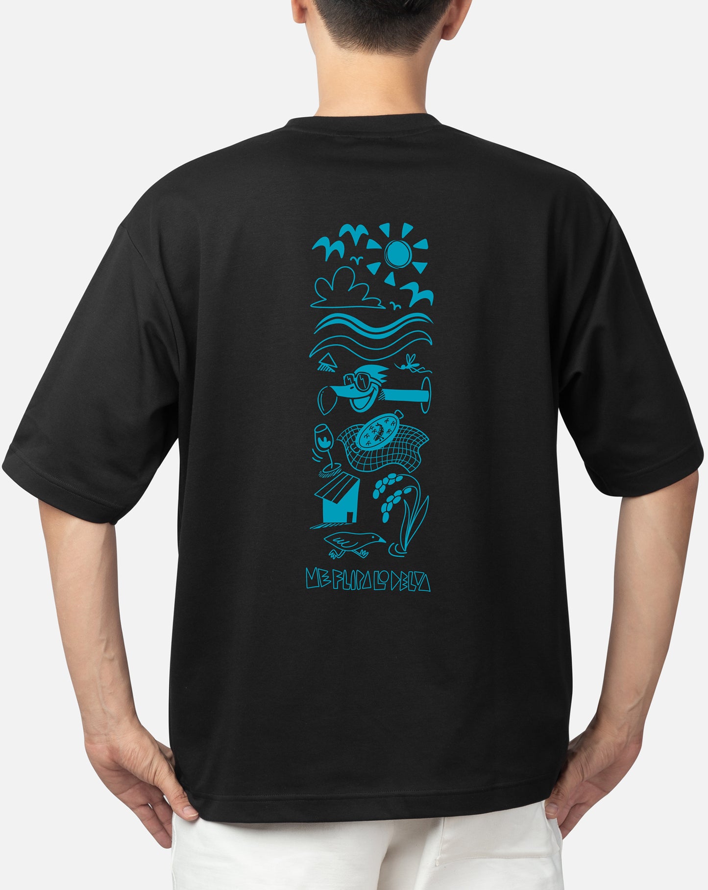 Camiseta negra (oversize) "Tótem Deltaico" – MeFlipaLoDelta