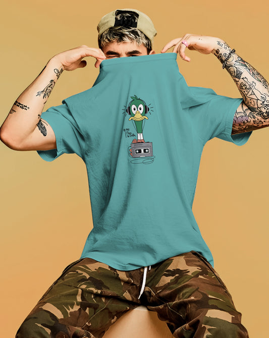 Camiseta manga corta unisex en verde agua y estampado Pato DJ