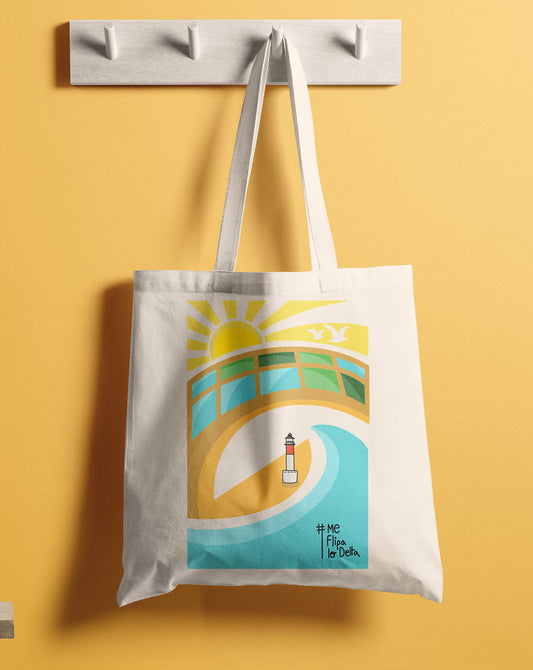Bolsa Totebag de Algodón en Color Crudo con Estampado Colorido